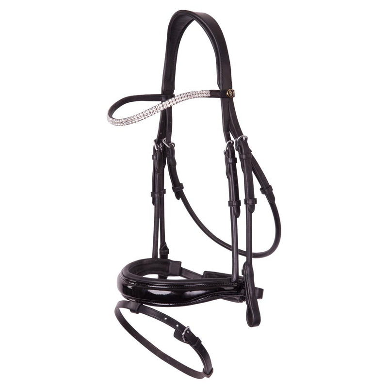 BR Plymouth black leather rolled snaffle bridle