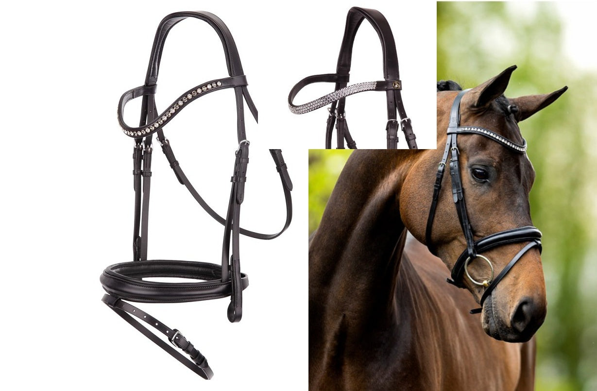 BR Cambridge black leather snaffle bridle