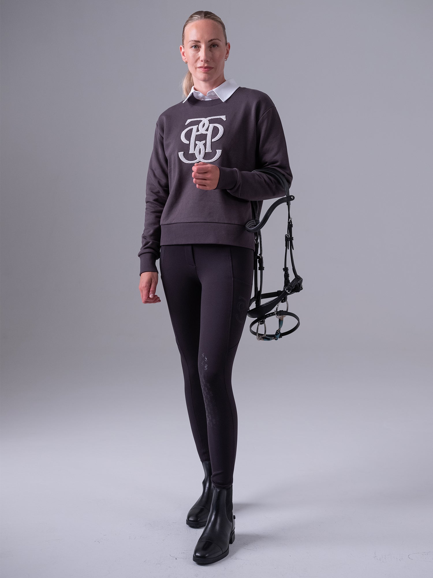 PS of Sweden Karla Monogram sweater in dark grey- 1 small left