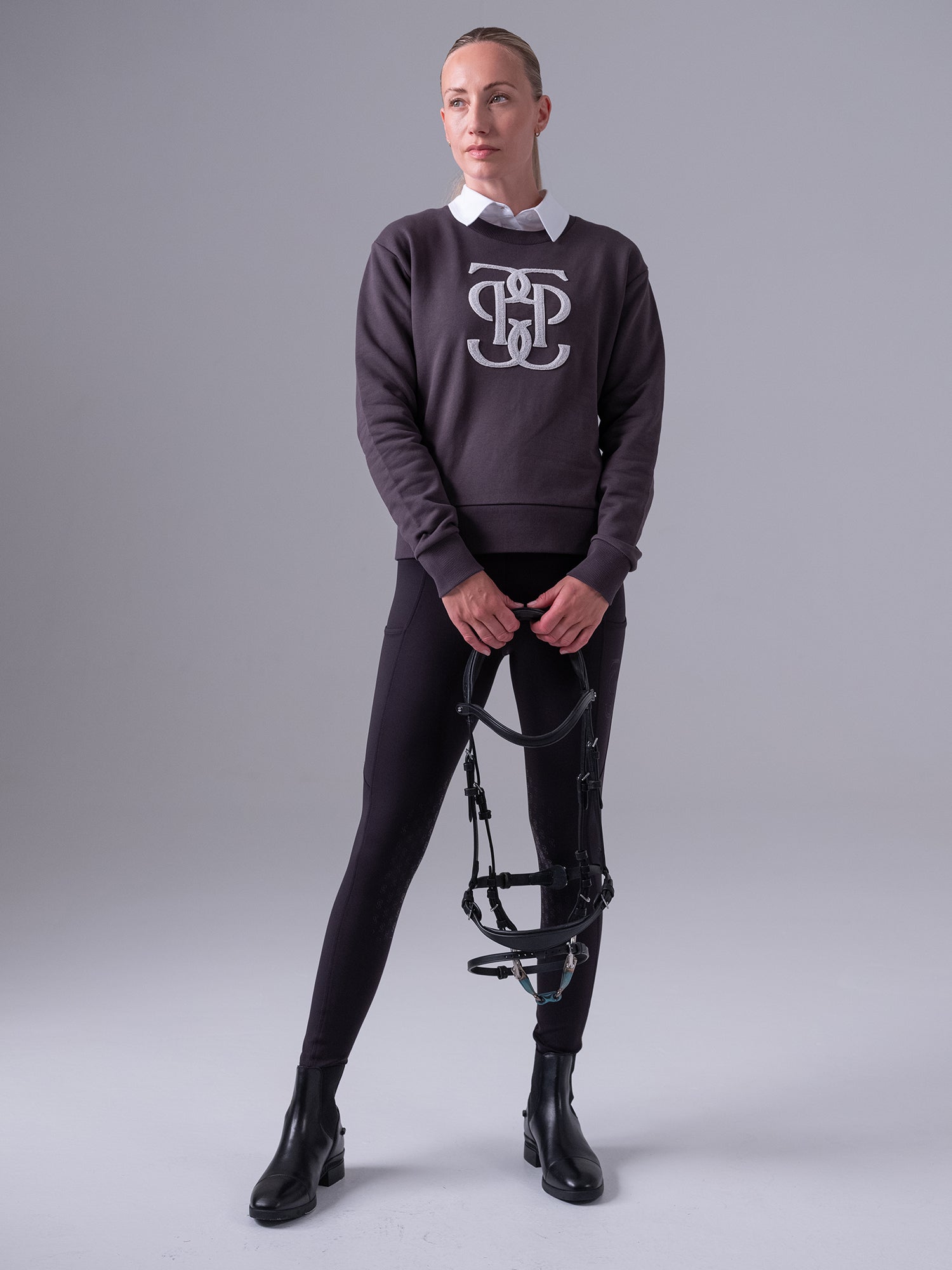 PS of Sweden Karla Monogram sweater in dark grey- 1 small left