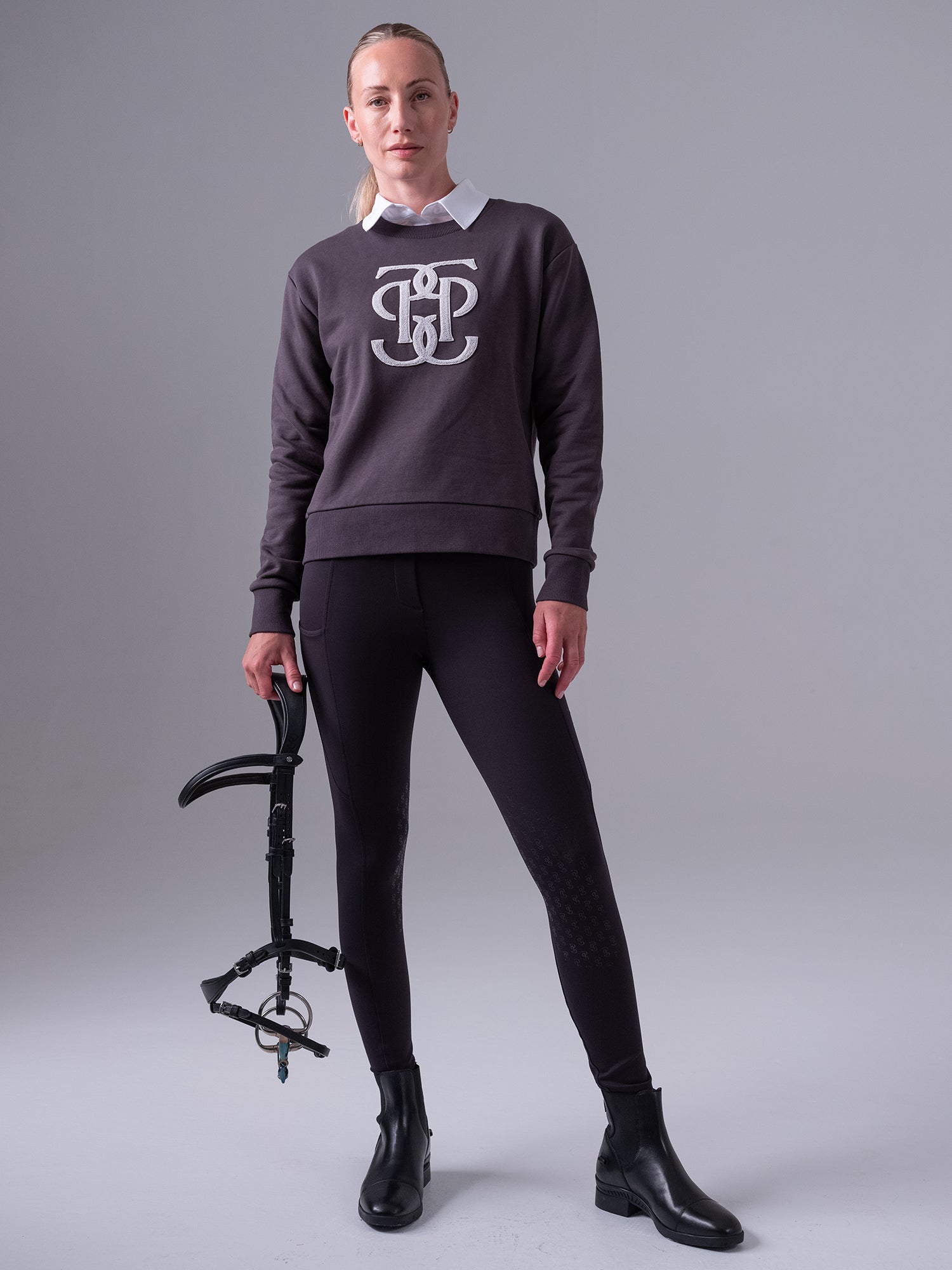 PS of Sweden Karla Monogram sweater in dark grey- 1 small left