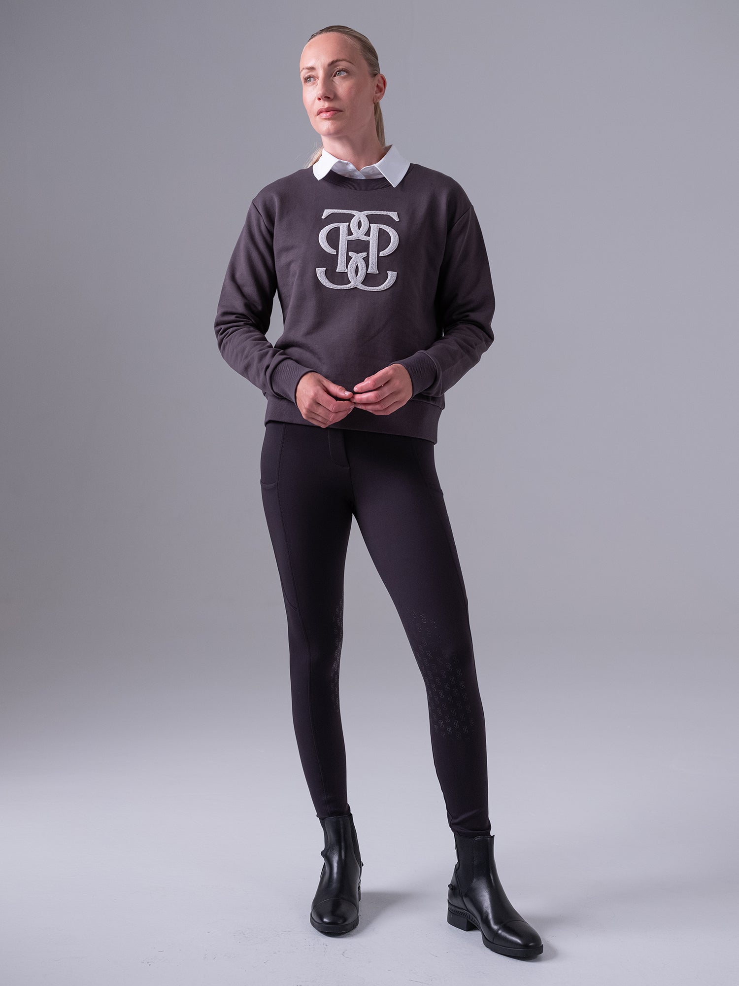 PS of Sweden Karla Monogram sweater in dark grey- 1 small left