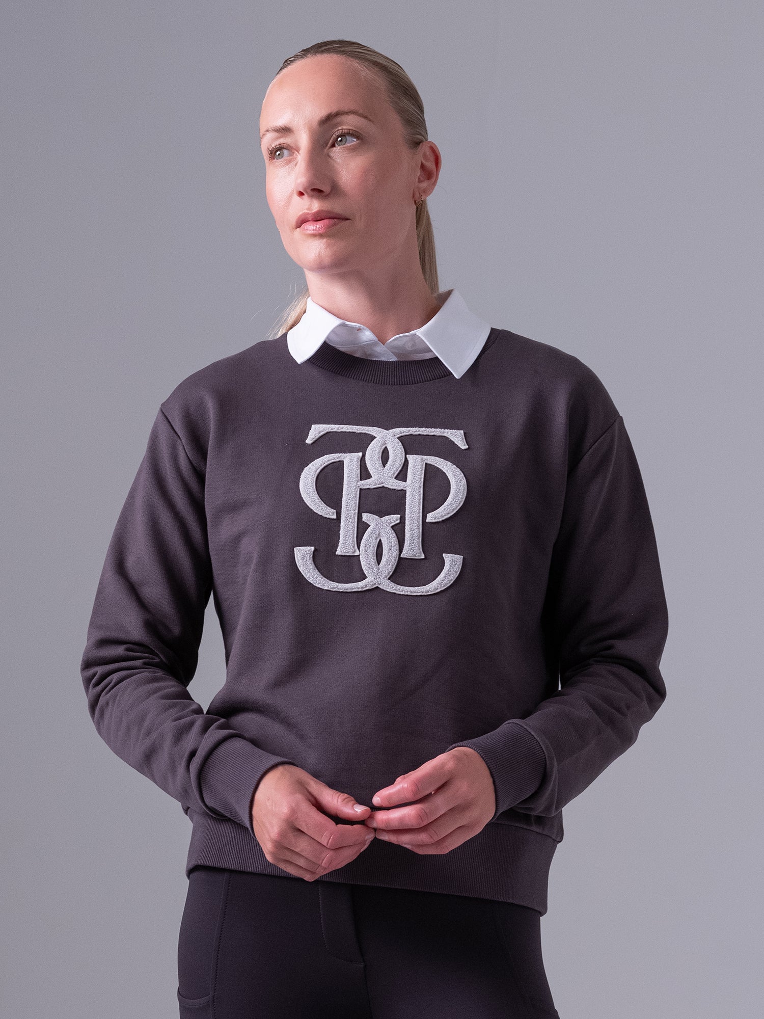 PS of Sweden Karla Monogram sweater in dark grey- 1 small left