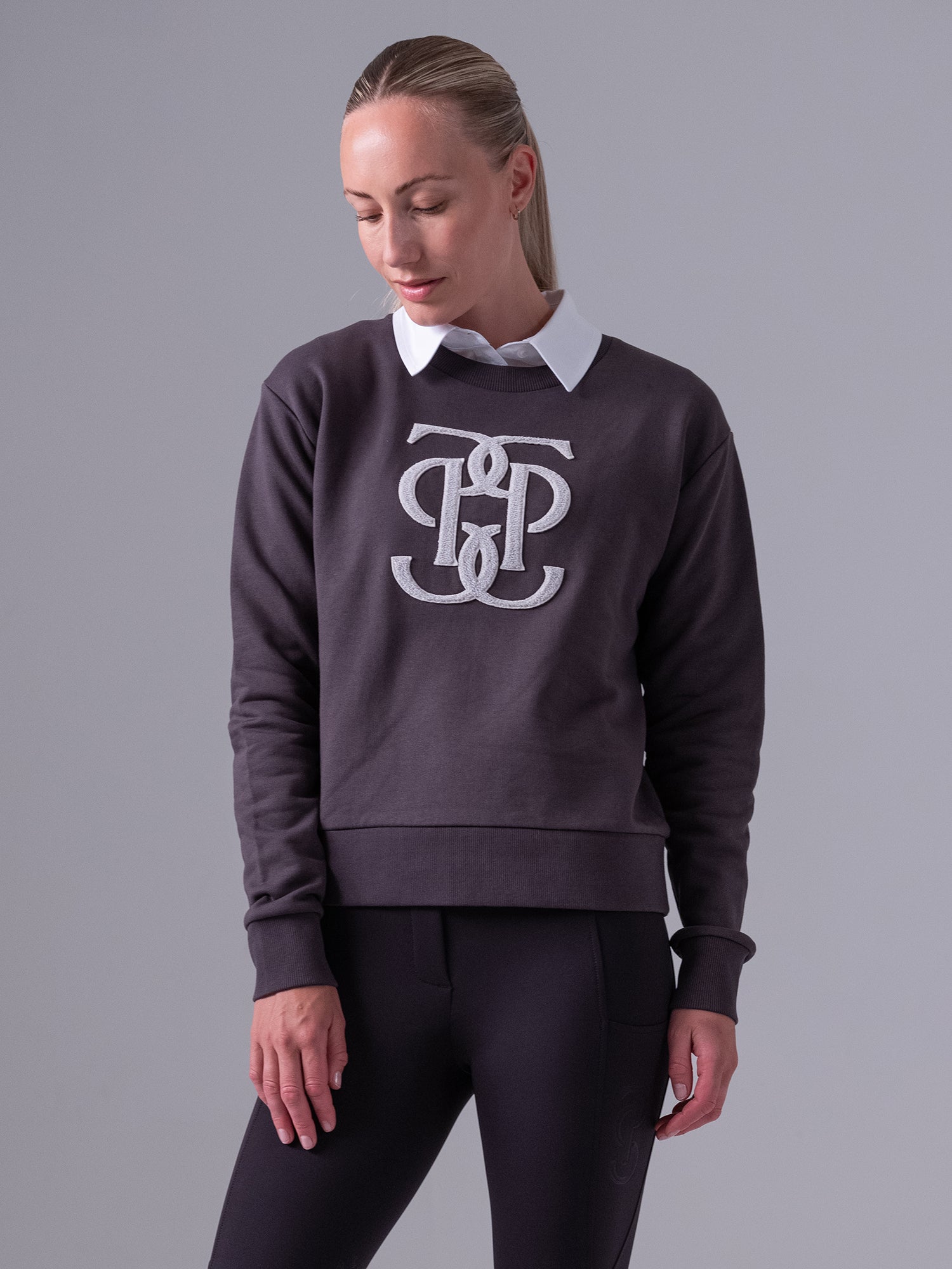 PS of Sweden Karla Monogram sweater in dark grey- 1 small left