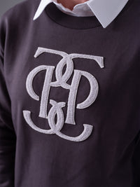 PS of Sweden Karla Monogram sweater in dark grey- 1 small left