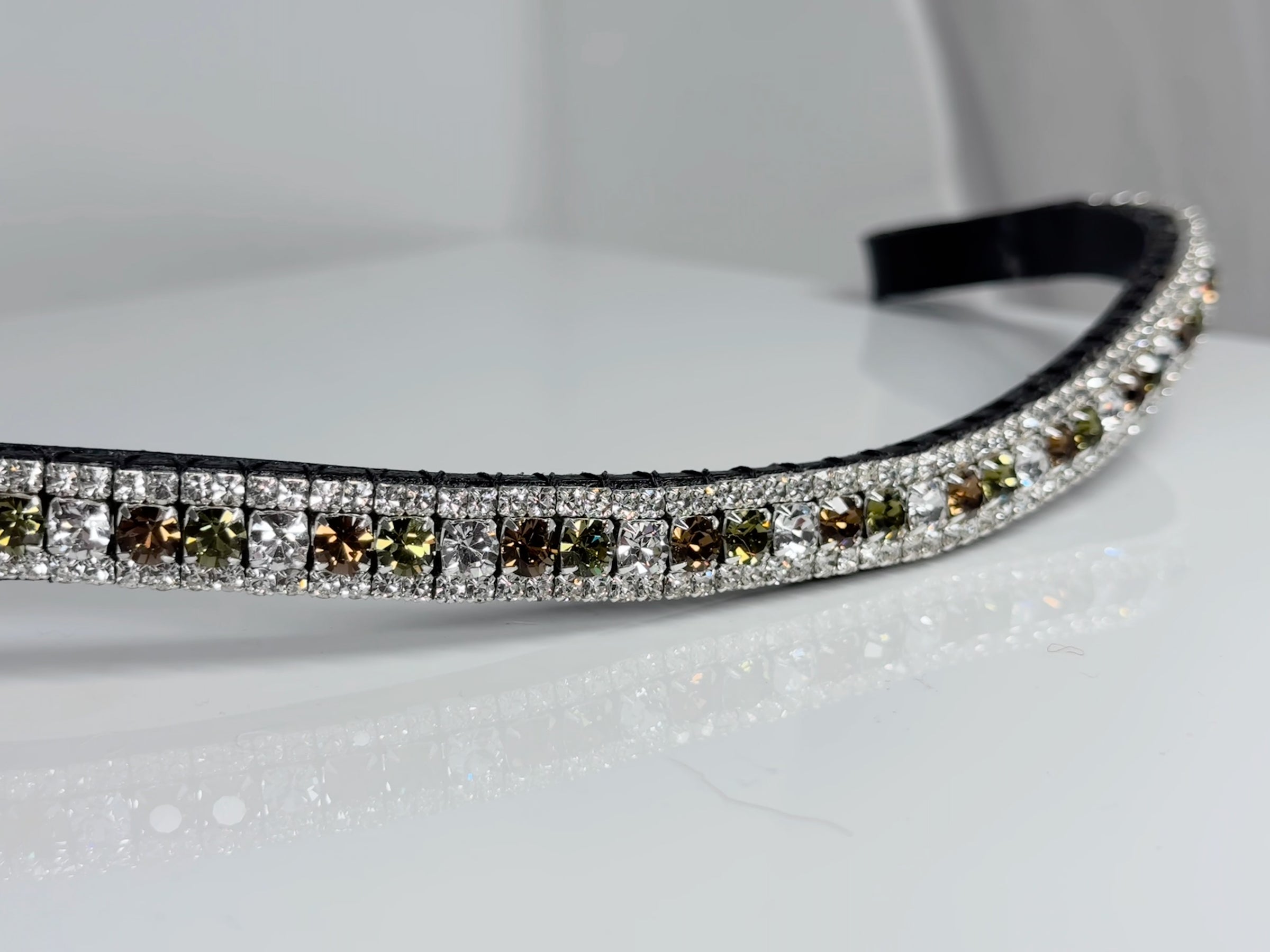 Equiture Alternating Olivine, Clear Smoke topaz browband