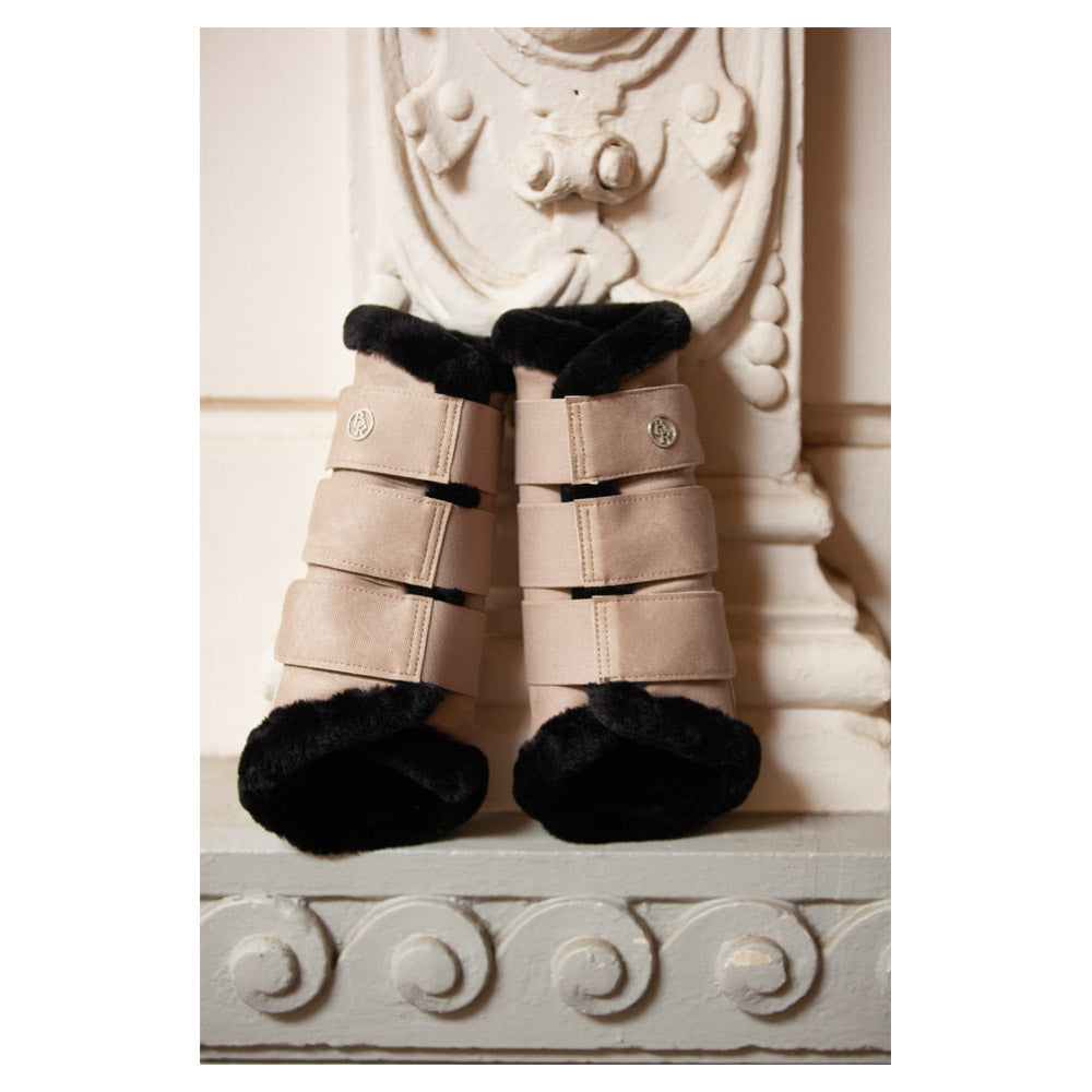 BR Djoy faux fur Taupe grey boots- 1 medium left