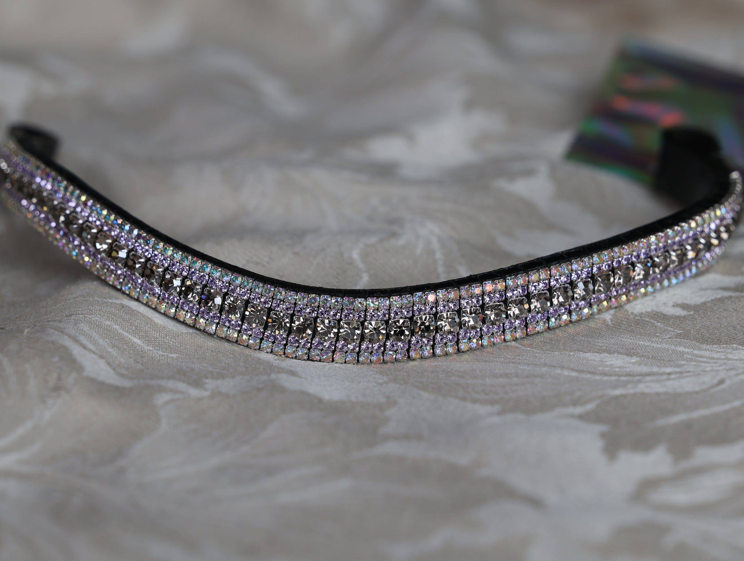 Equiture Velvet, violet and iridescent megabling curve browband