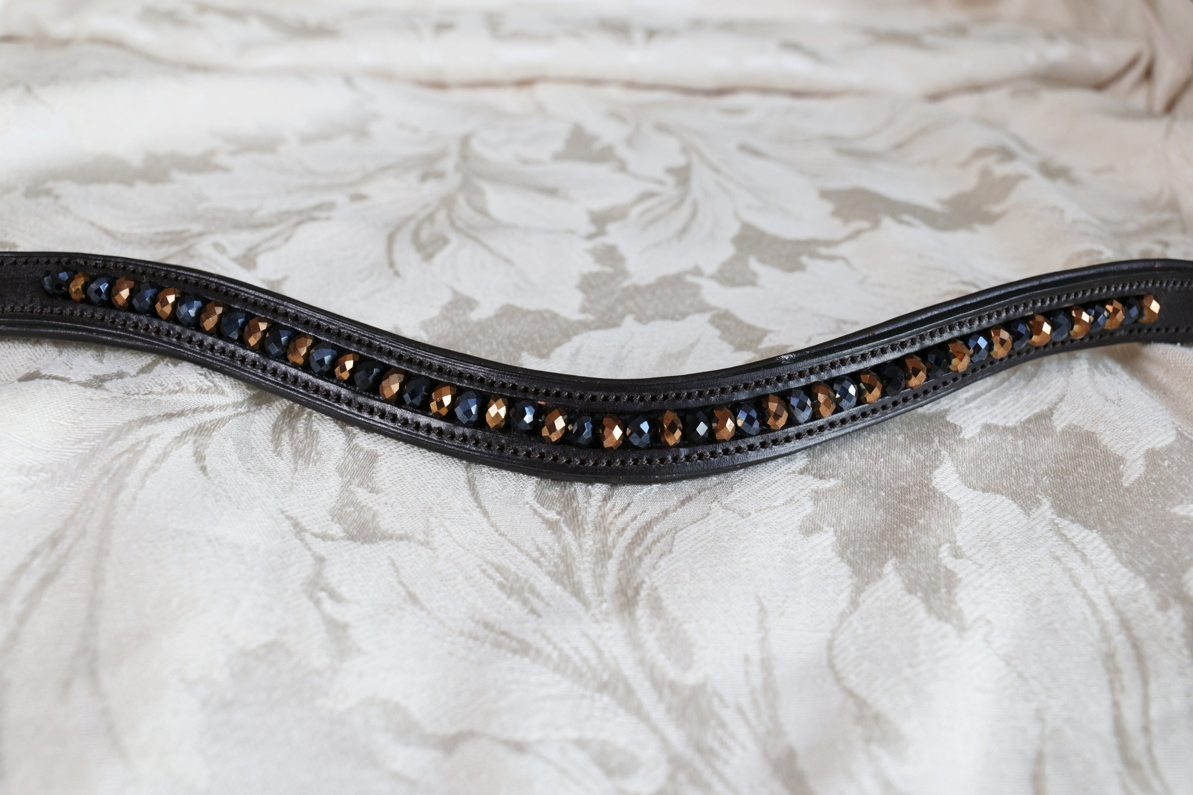 Equiture Jet and copper glint inset curve browband- xfull, curve, havana