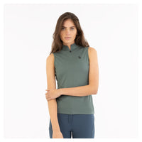 BR Isis half zip sleeveless polo shirt in balsam green