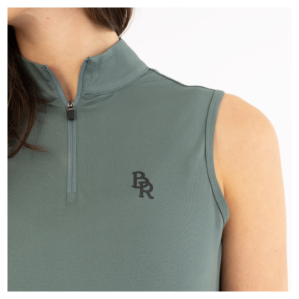 BR Isis half zip sleeveless polo shirt in balsam green