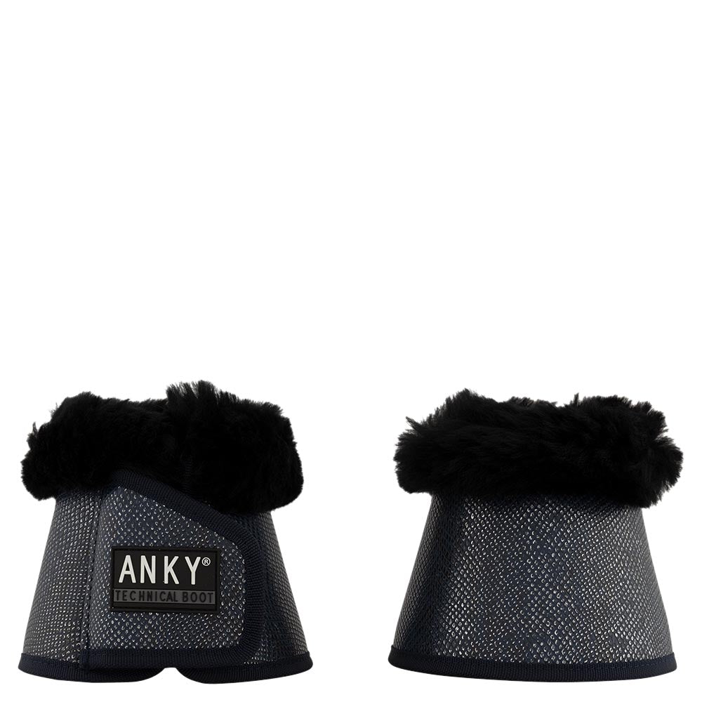 Anky Dark navy lizard metallic sheepskin overreach boots