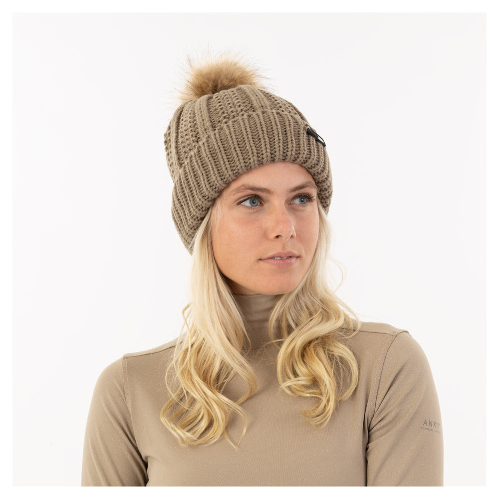 Anky Greige pompom beanie