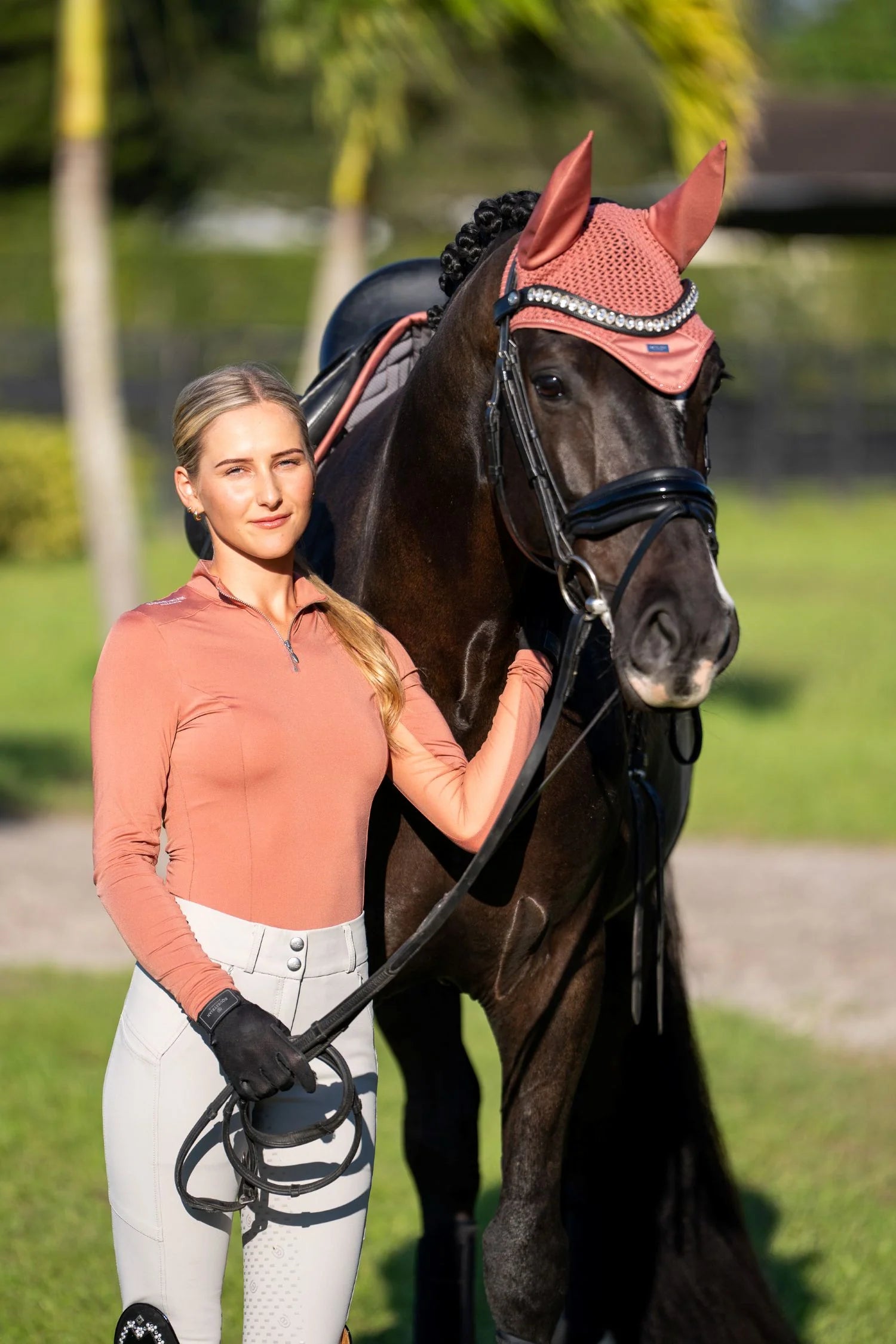 Equestrian stockholm coral fly veil