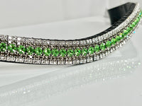 Equiture peridot, black diamond and clear megabling curve browband- cob, black