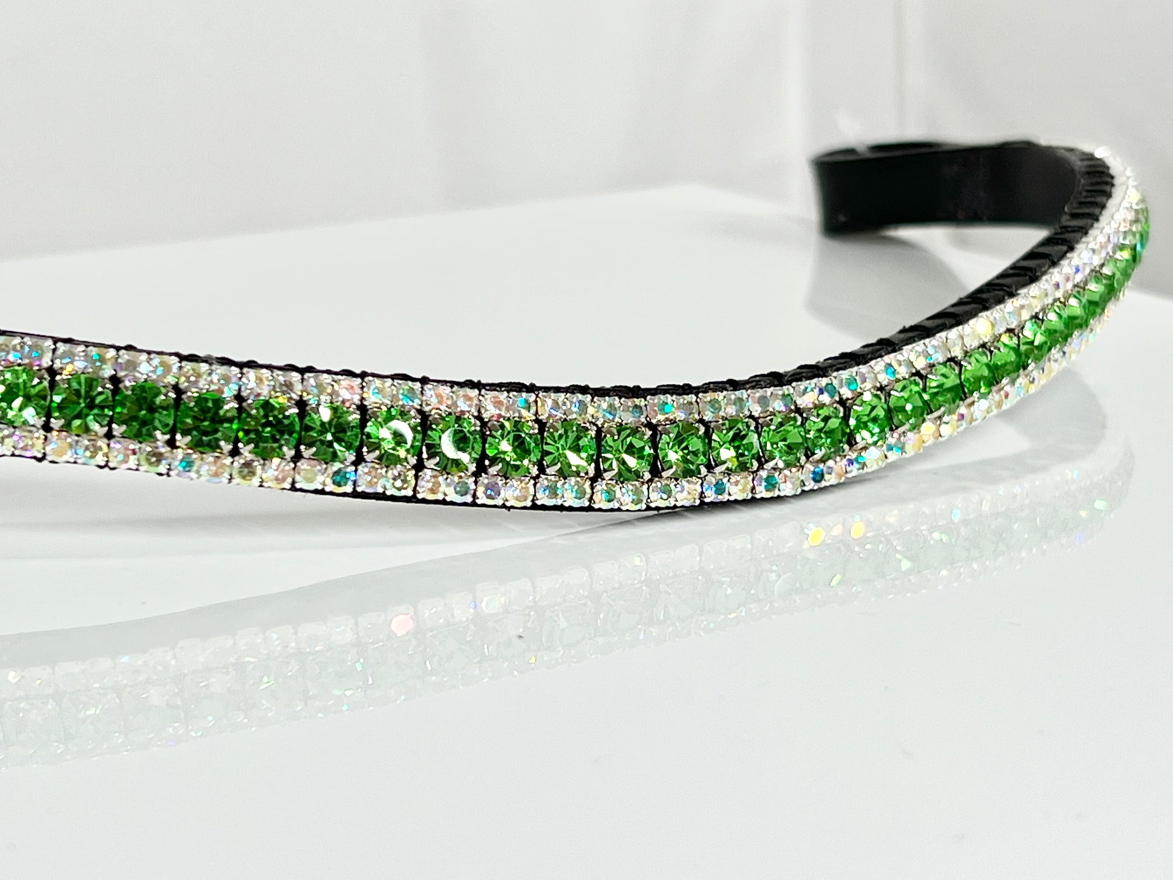 Equiture Peridot and iridescent browband- full curve Havana