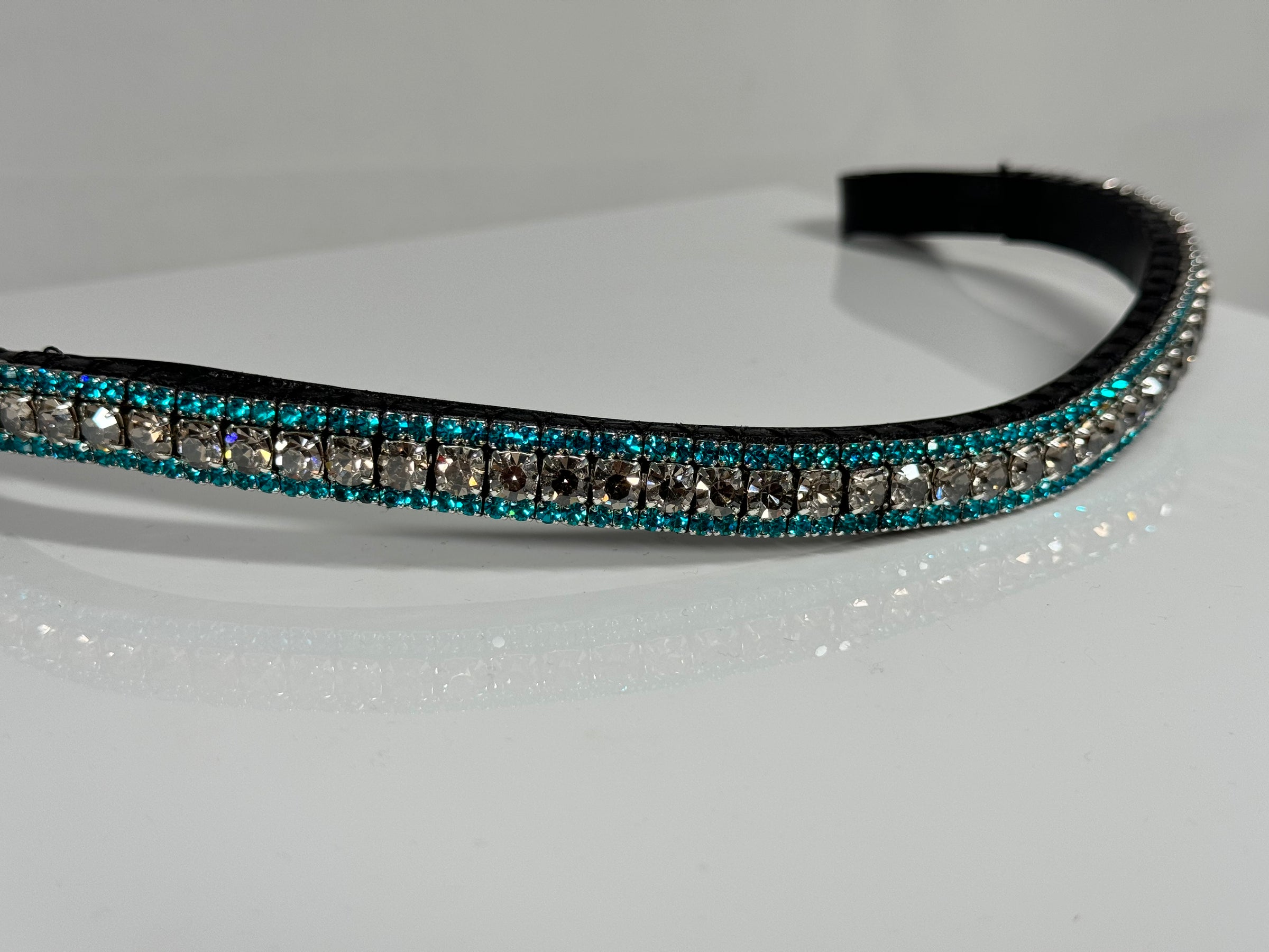 Equiture Velvet and blue zircon browband- cob, curve, black