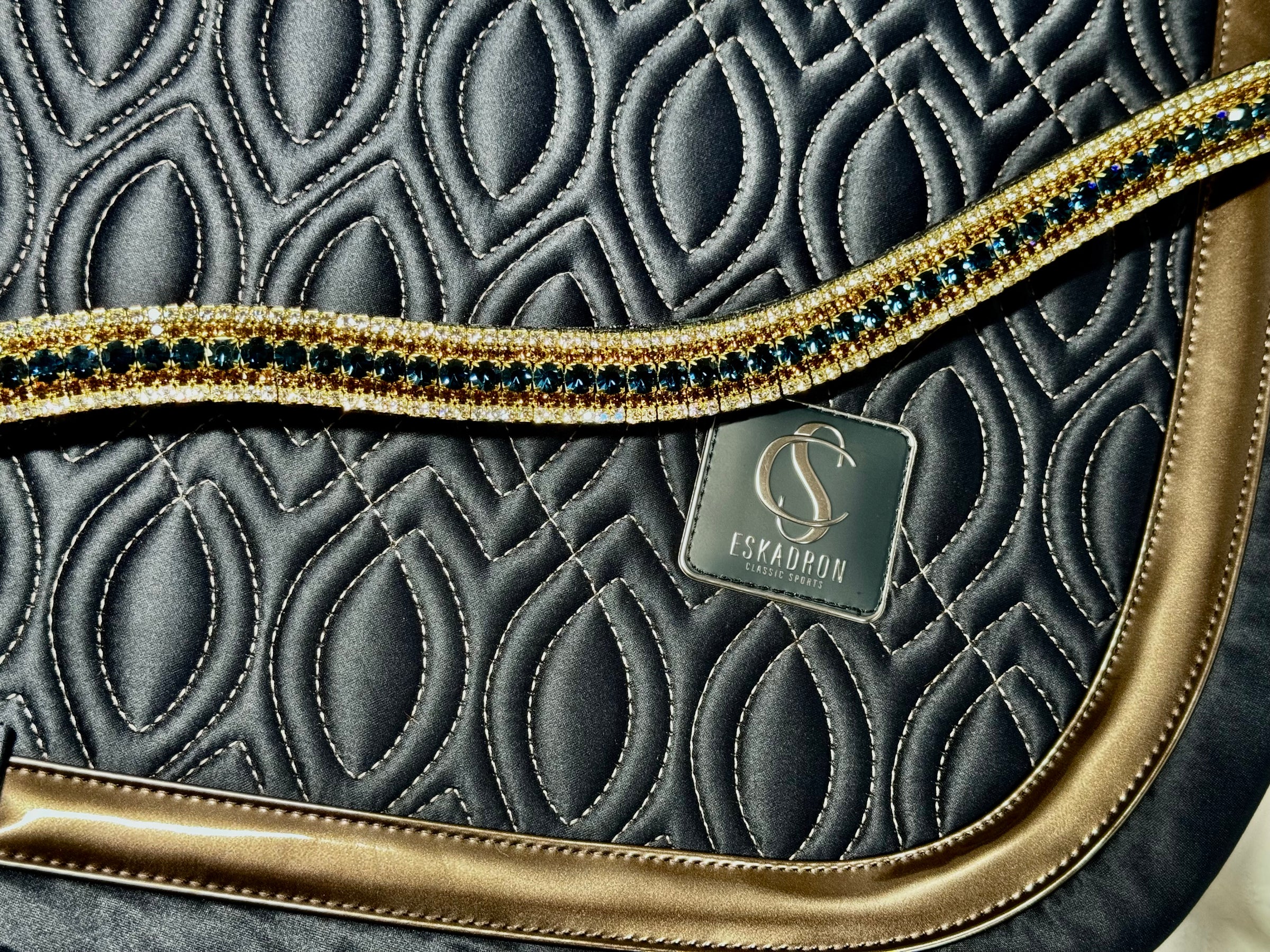 Equiture Montana, smoke topaz and honey megabling curve browband