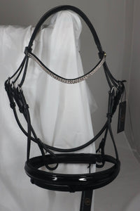 BR Slimline Patent black leather snaffle bridle