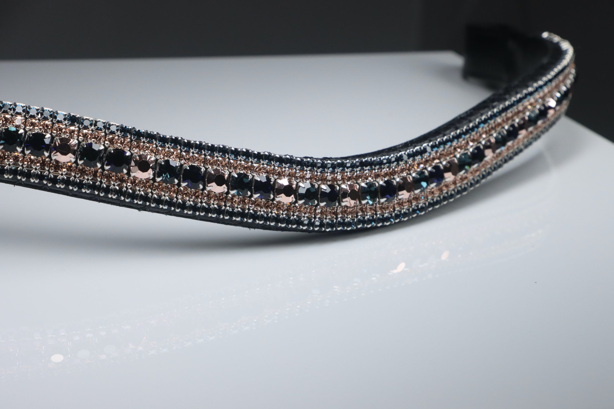 Equiture Navy Rose Gold megabling curve browband
