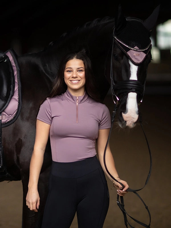 Equestrian Stockholm Anemone illusion short sleeve top