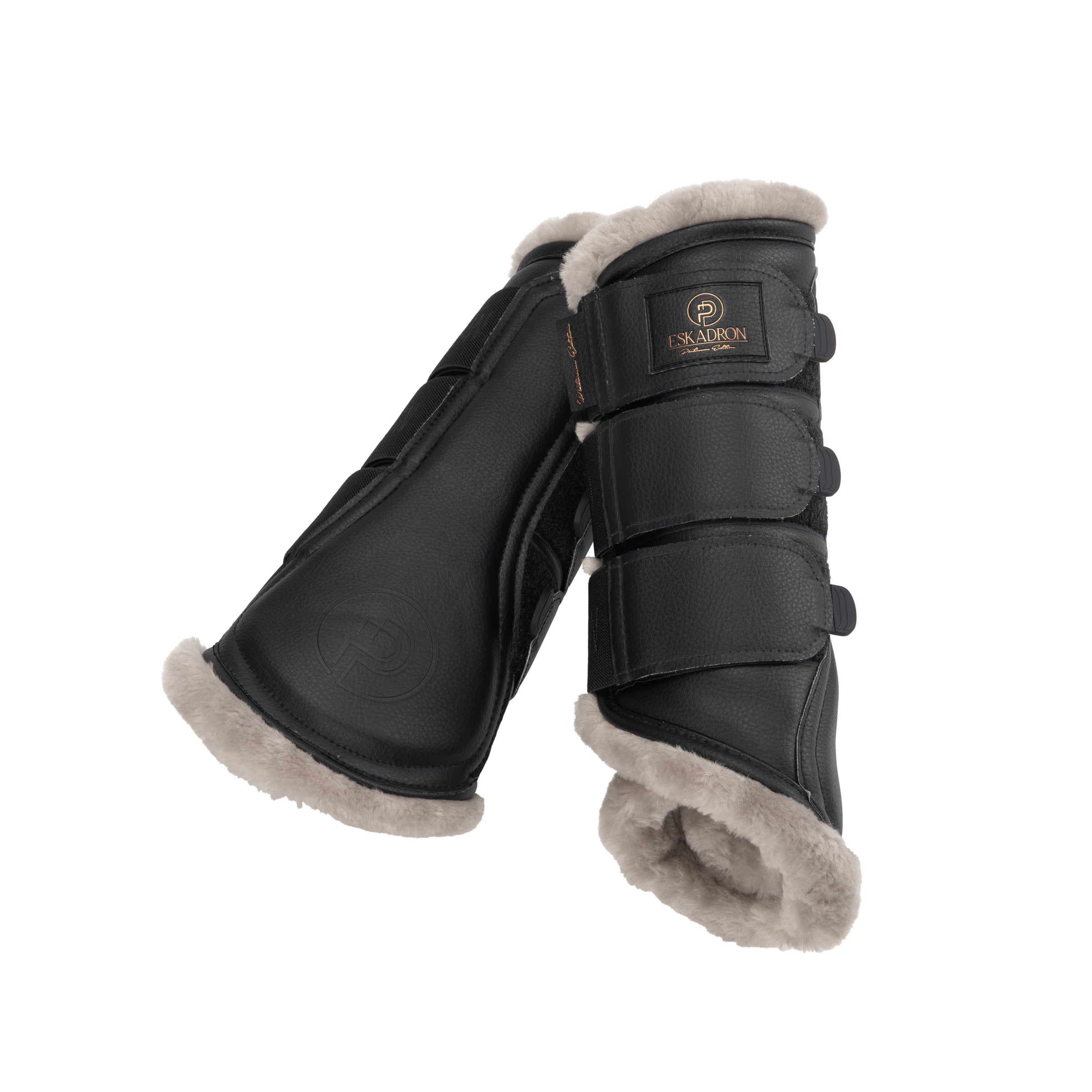 Eskadron Platinum Black leather effect faux fur brushing boots
