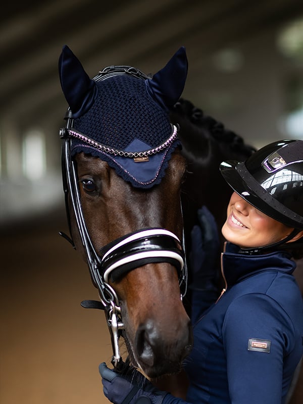 Equestrian stockholm modern lagoon blush fly veil