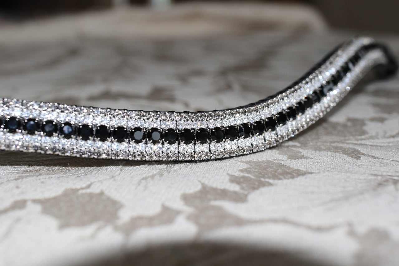 Equiture Jet, clear and black diamond megabling curve browband