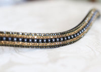 Equiture Jet Pearl and smoke topaz megabling curve browband