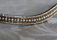 Equiture Cream and mocha pearl, smoke topaz and honey megabling curve browband
