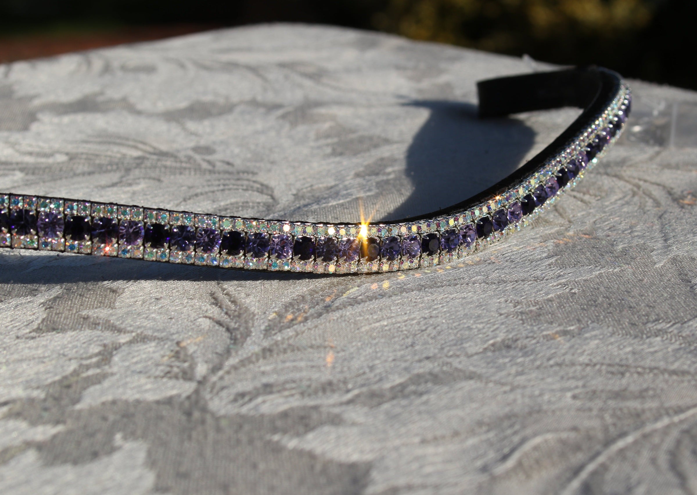 Equiture Alternating violet, purple velvet and tanzanite browband