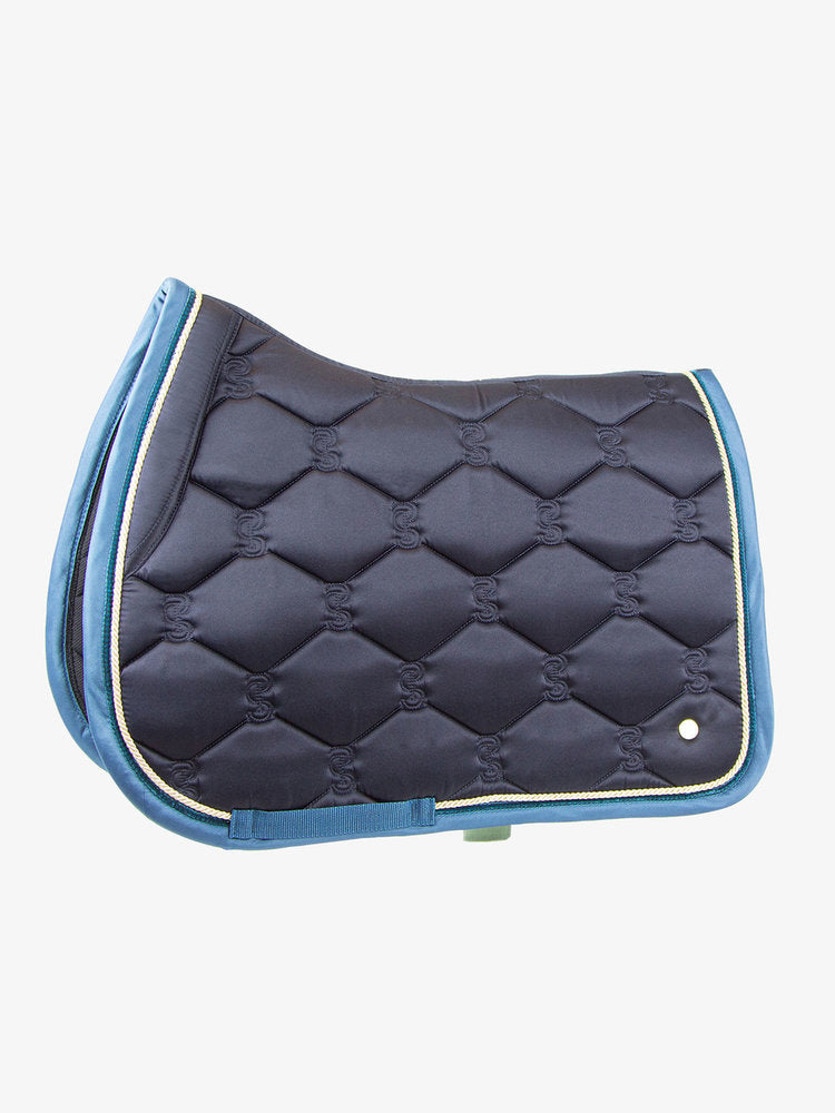 PS of Sweden Navy teal Christmas monogram Jump saddlepad