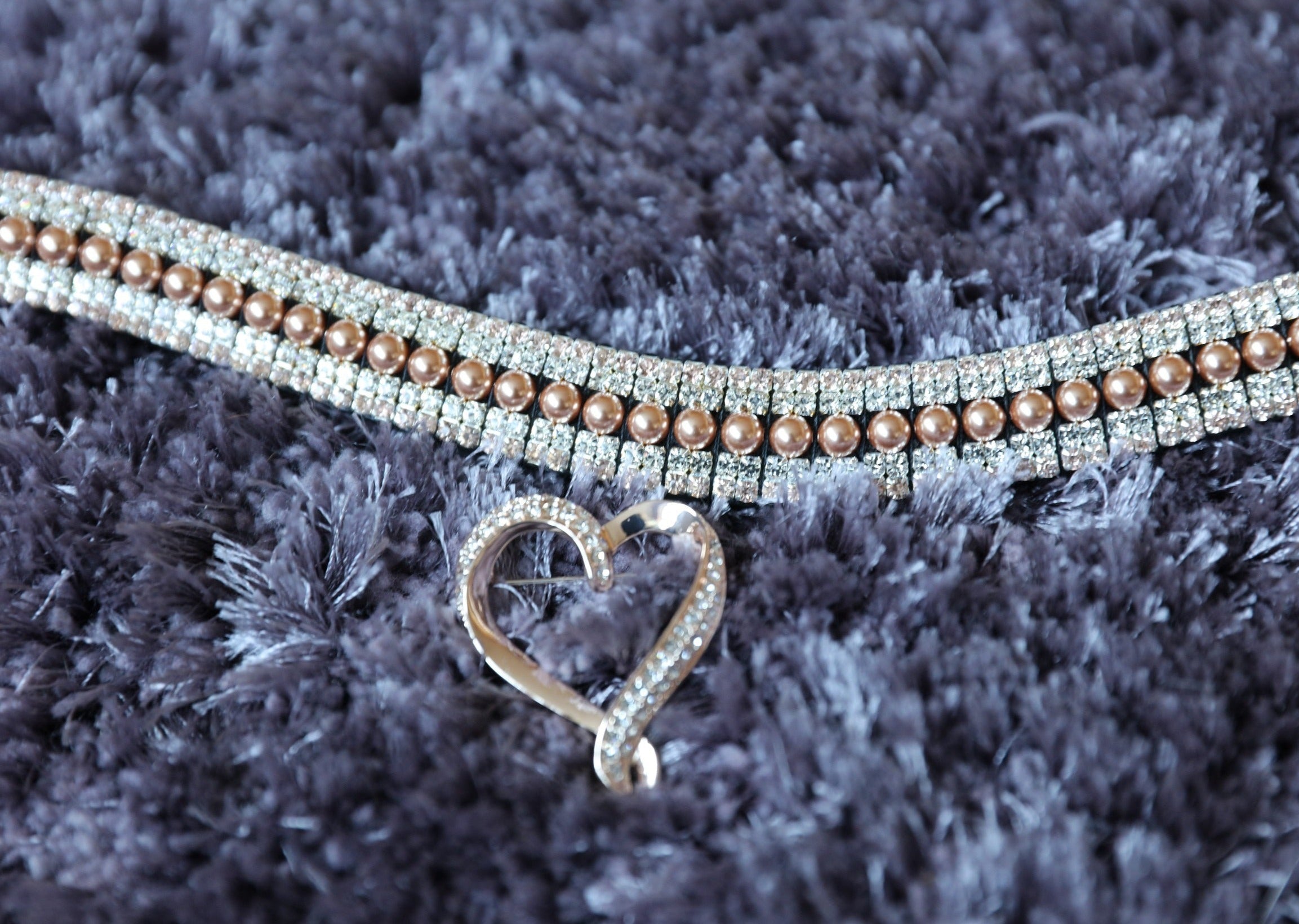Equiture Swarovski Rose gold pearl, clear and light peach megabling curve browband