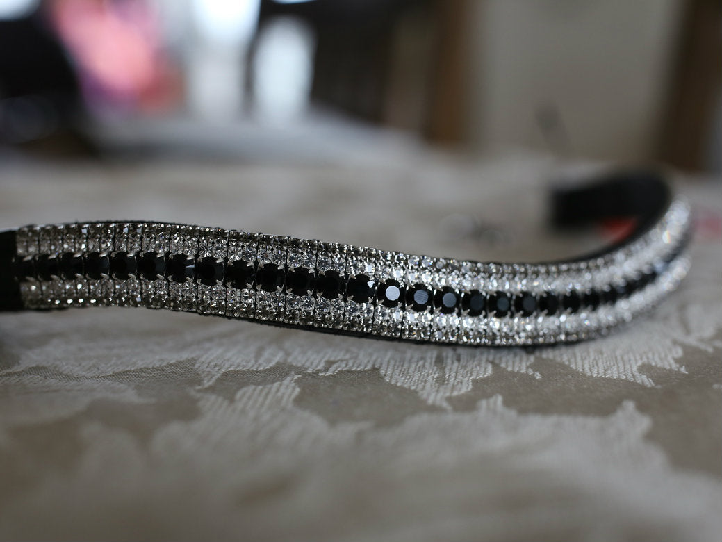 Equiture Jet, clear and black diamond megabling curve browband