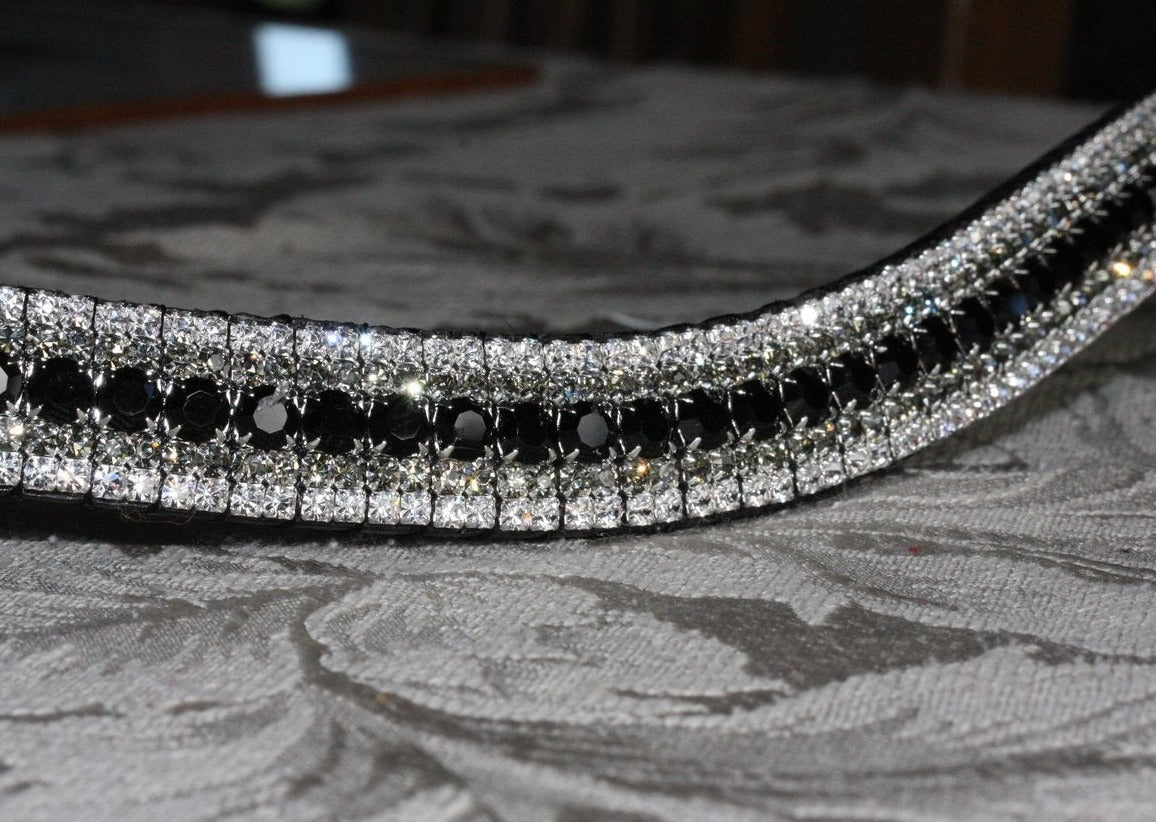 Jet, black diamond and clear megabling curve browband