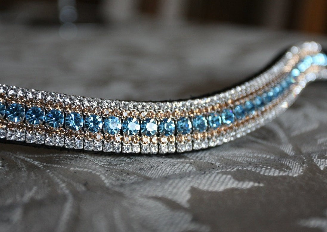 Aquamarine, light colorado and clear megabling curve browband