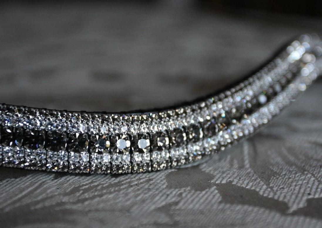 Black diamond and clear megabling curve browband