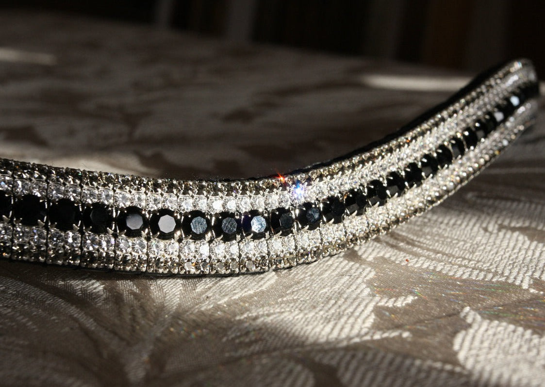 Jet, clear and black diamond megabling curve browband
