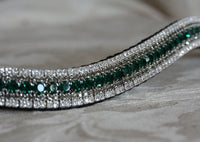 Emerald, black diamond and clear megabling curve browband