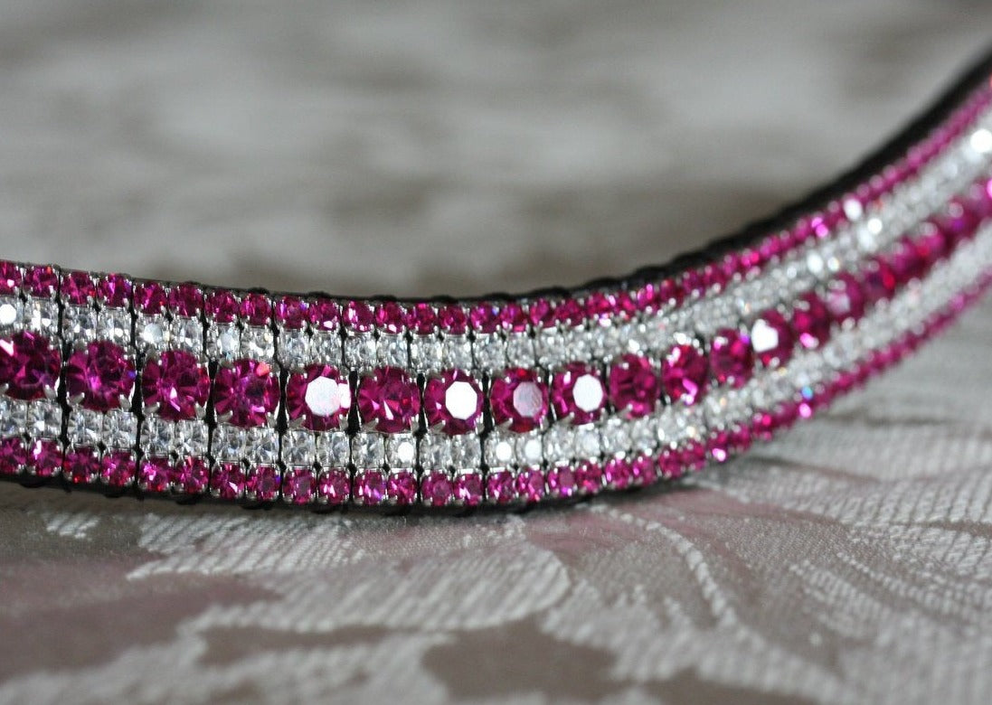 Fuchsia and clear megabling curve browband
