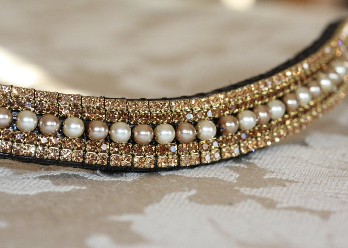 Mocha/ cream pearl, smoke topaz and light colorado megabling curve browband