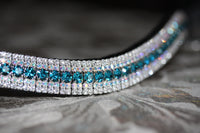 Equiture Indicolite, iridescent and clear megabling curve browband