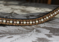 Cream and mocha pearl and smoke topaz browband