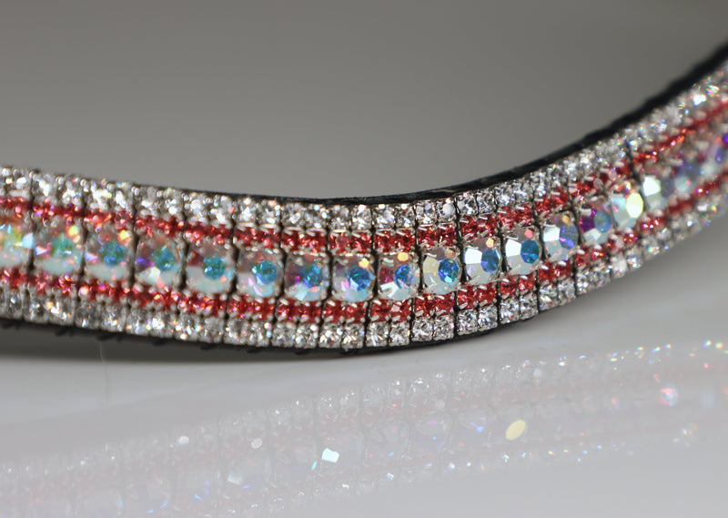 Equiture Iridescent, padparadscha and clear megabling curve browband