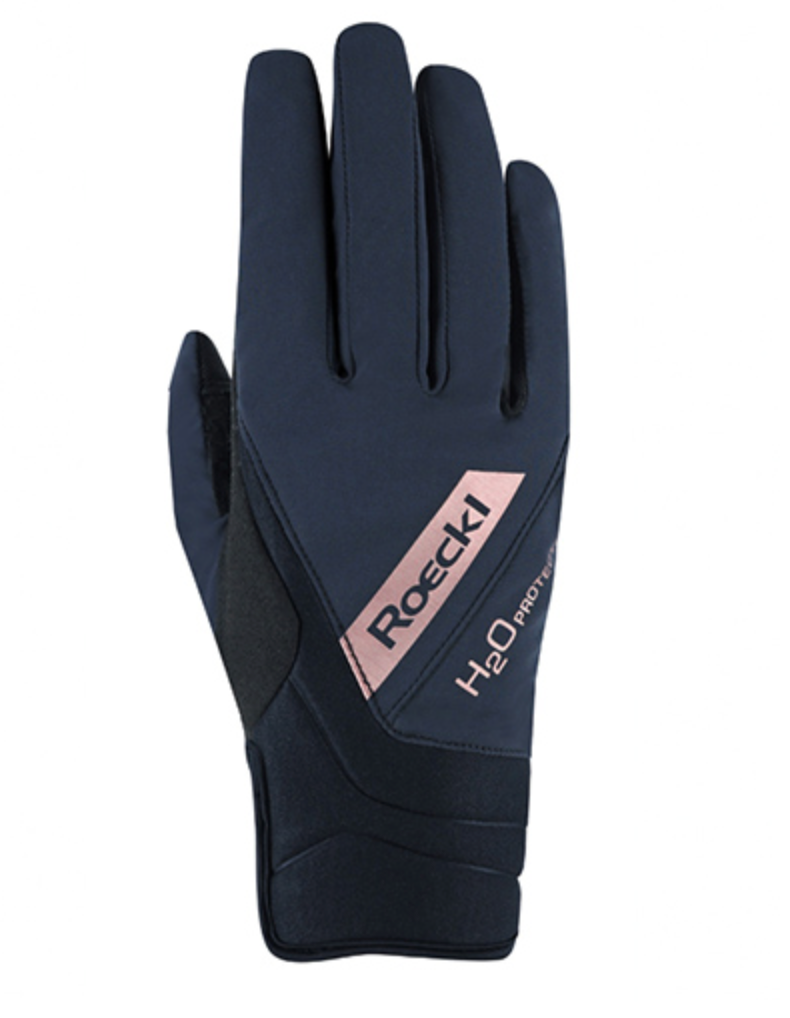 Roeckl Waregem winter black and rose gold riding gloves Matchy Dressage