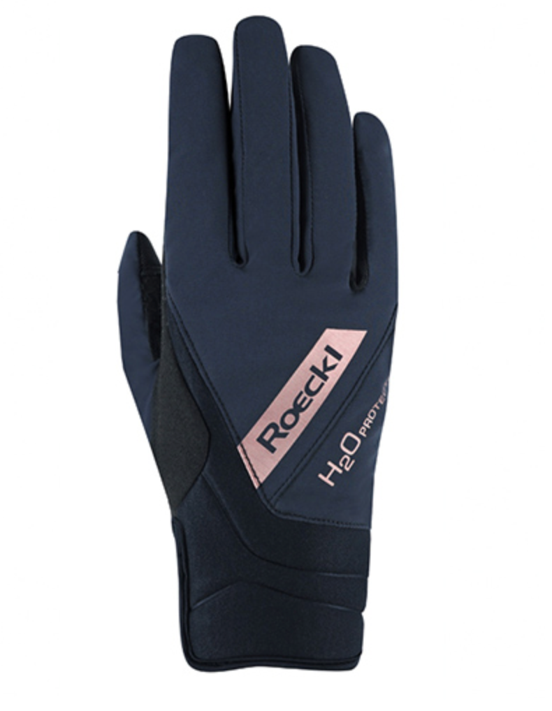 Roeckl Waregem winter black and rose gold riding gloves