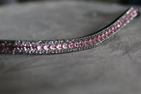 Equiture Light rose and black diamond browband