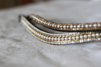 Equiture Cream and mocha pearl and smoke topaz browband