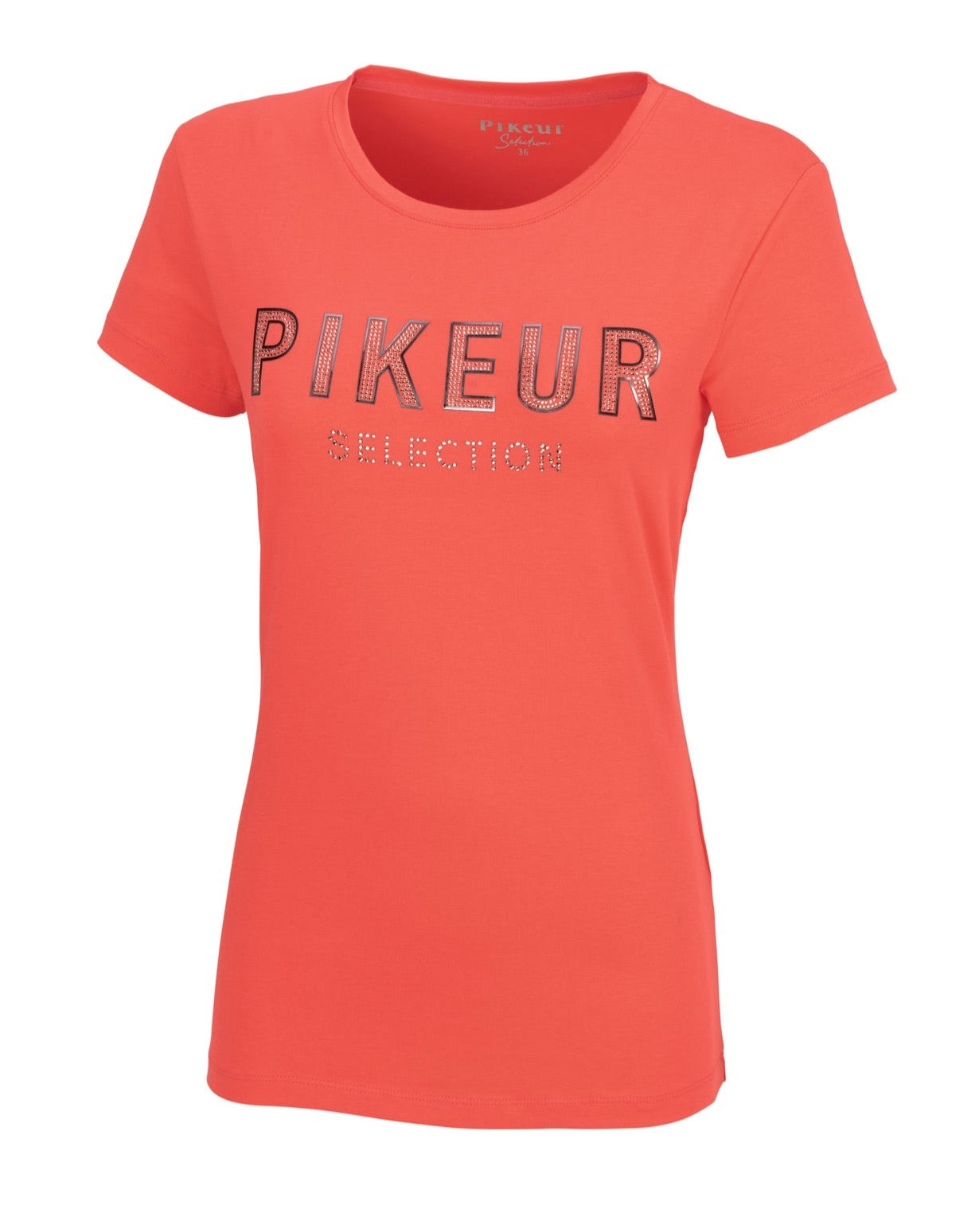 Pikeur Vida ladies t-shirt in Coral Red- 1 uk 8 left