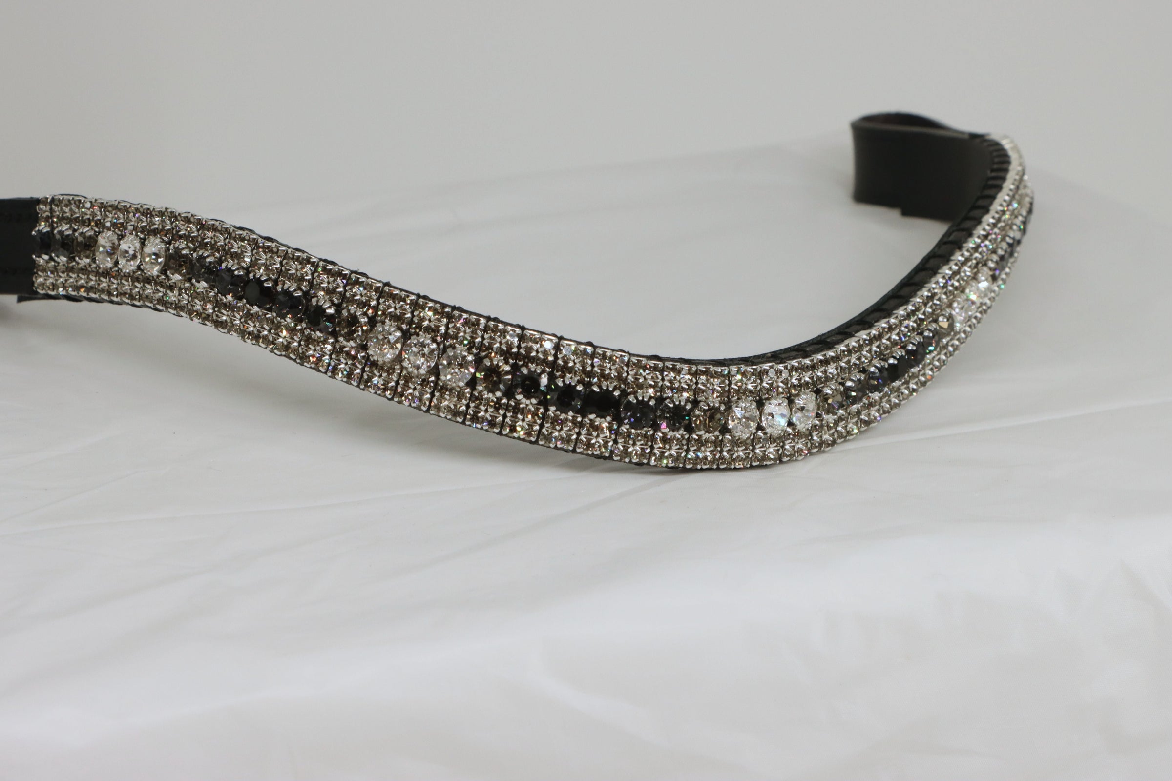 Equiture Swarovski Black Grey wave fade  megabling curve browband